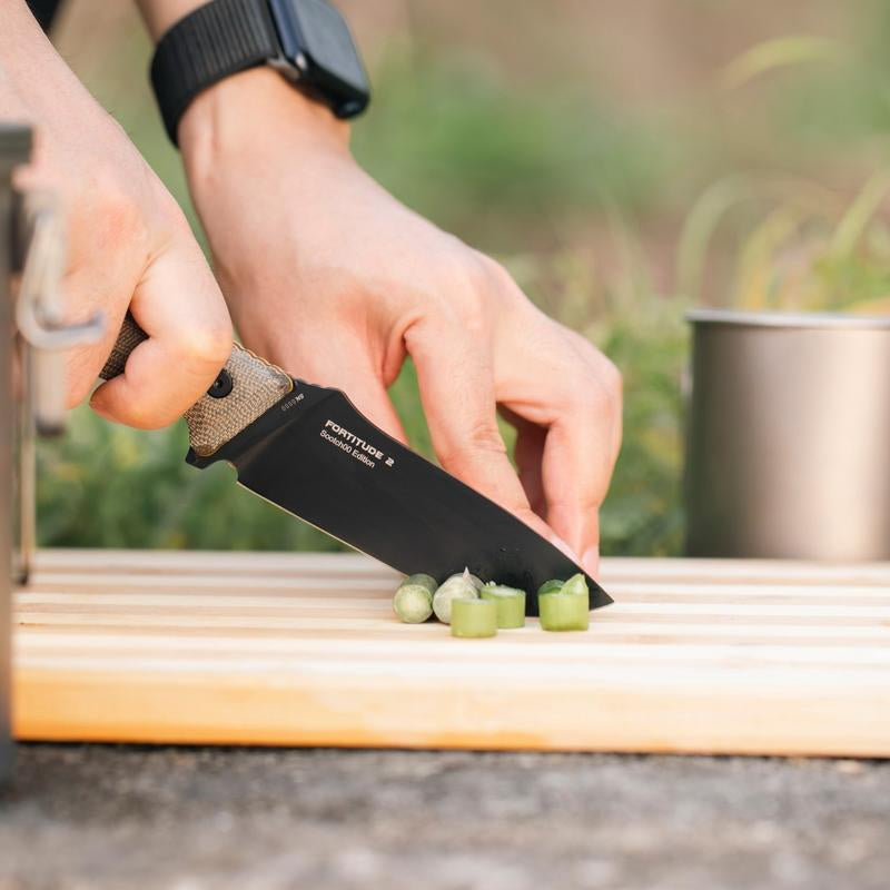 OKNIFE Fortitude 2 Full Tang Chef Knife with Leather Belt Sheath | Micarta Handle | Camping