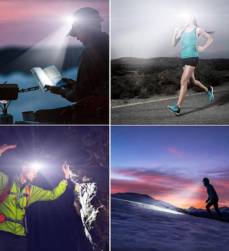 2Pcs LED Rechargeable Headlamp Super Bright, IPX4 Water Resistant Lightweight Head Light with Motion Sensor for Adult, 6 Modes COB Head Flashlight with White+Red Lights for Camping/Fishing