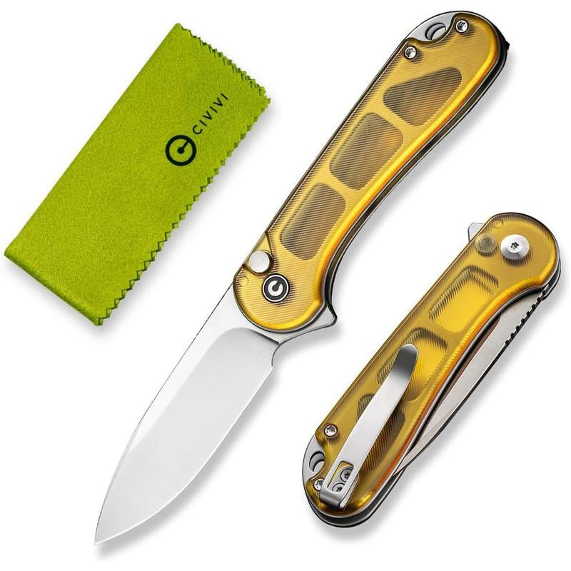Elementum II Pocket Folding Knife, 2.96" Nitro-V Steel Blade G10 Handle Utility Knife with Deep Carry Pocket Clip for Camping Hiking Hunting C18062P-1