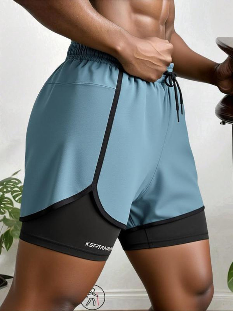 Men'S Regular Fit 2 in 1 Drawstring Waist Gym Shorts, Casual Quick Drying Shorts for Summer, Breathable Men'S Bottoms for Gym Workout Running