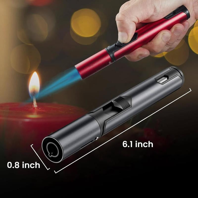 2 Pack Butane Torch Lighter, 6-Inch Refillable Pen Lighter Adjustable Jet Flame Butane Lighter for Grill BBQ Candle Camping (Gas Not Included) Raven & Ruby