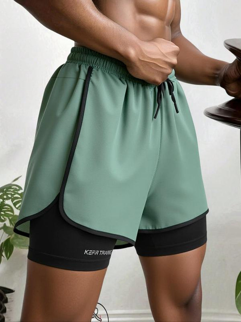 Men'S Regular Fit 2 in 1 Drawstring Waist Gym Shorts, Casual Quick Drying Shorts for Summer, Breathable Men'S Bottoms for Gym Workout Running