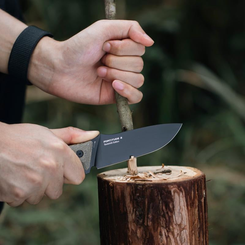 OKNIFE Fortitude 2 Full Tang Chef Knife with Leather Belt Sheath | Micarta Handle | Camping