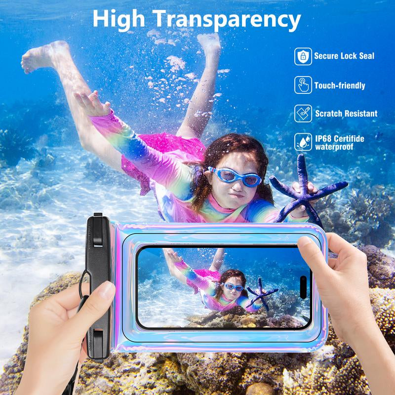 Floating Waterproof Phone Pouch, IPX68 Waterproof Phone Case with Lanyard for Iphone 1615 14 13 12 Pro Max Samsung S25 S24 S23 S22, up to 7" Phone, Beach Vacation Essentials