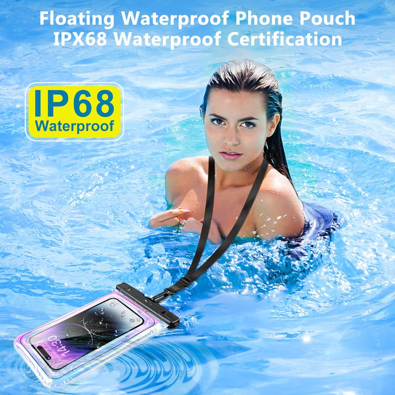 Floating Waterproof Phone Pouch, IPX68 Waterproof Phone Case with Lanyard for Iphone 1615 14 13 12 Pro Max Samsung S25 S24 S23 S22, up to 7" Phone, Beach Vacation Essentials