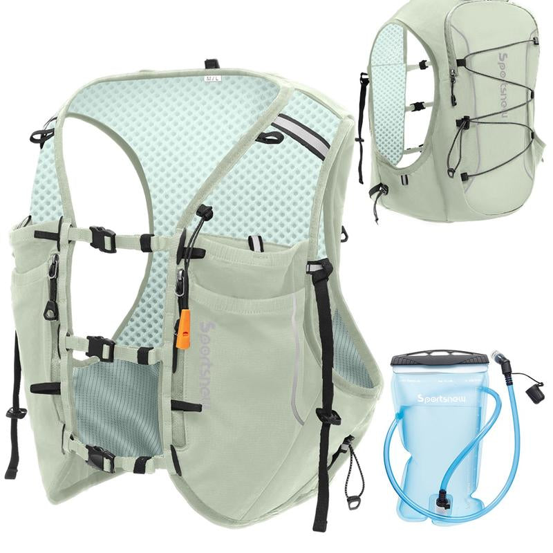 Sportsnew Running Vest for Women Men, Lightweight 10L Hydration Backpack with Waterproof Phone Pocket, 2L Water Bladder or 500Ml Soft Flasks, Breathable Pack for Hiking Trail Running Cycling Marathon