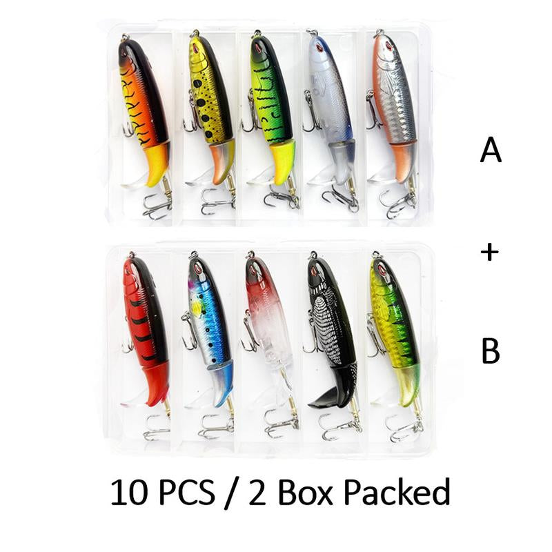 10PCS Artificial Fishing Lure, Simulation Fishing Lure with Hook, Fishing Accessories for Outdoor Fishing Equipment, Whopper Plopper, Swimbaits