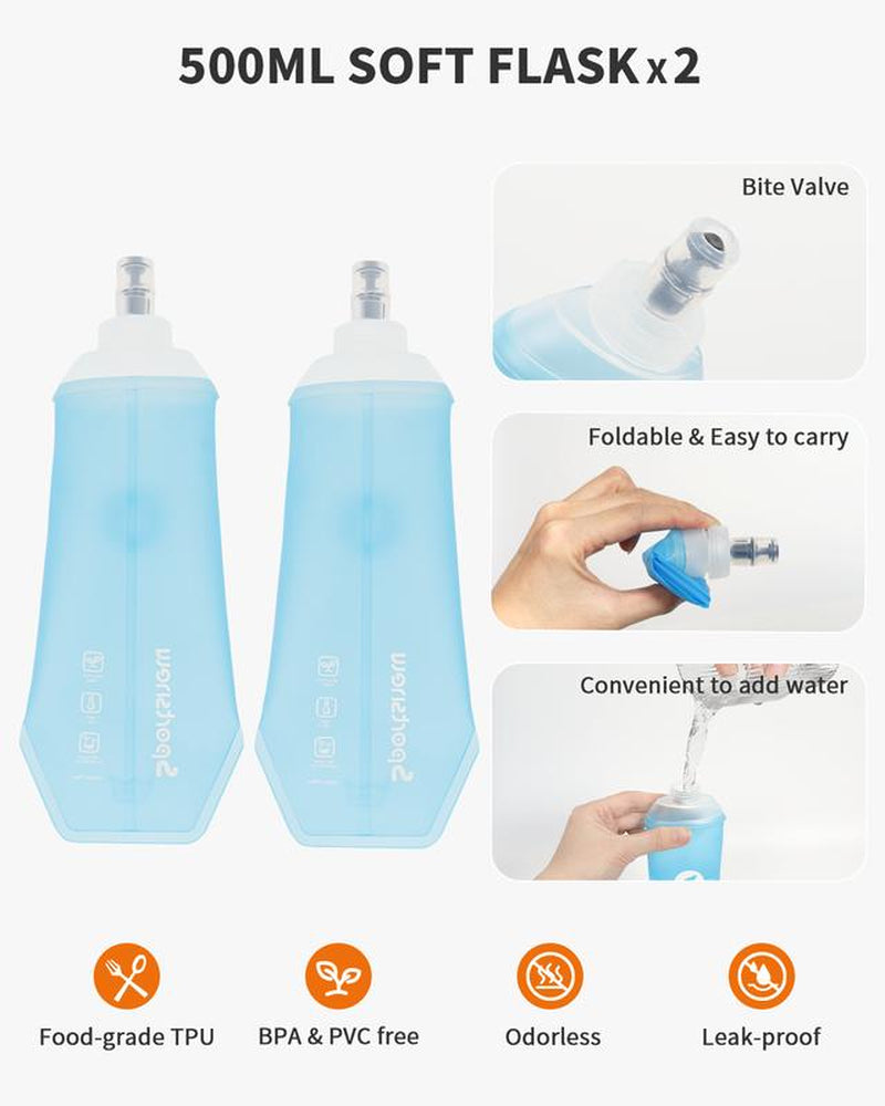 Sportsnew Running Vest for Women Men, Lightweight 10L Hydration Backpack with Waterproof Phone Pocket, 2L Water Bladder or 500Ml Soft Flasks, Breathable Pack for Hiking Trail Running Cycling Marathon