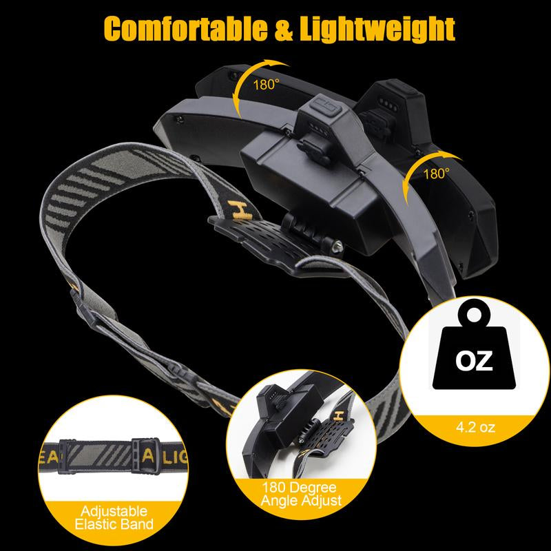 2Pcs LED Rechargeable Headlamp Super Bright, IPX4 Water Resistant Lightweight Head Light with Motion Sensor for Adult, 6 Modes COB Head Flashlight with White+Red Lights for Camping/Fishing