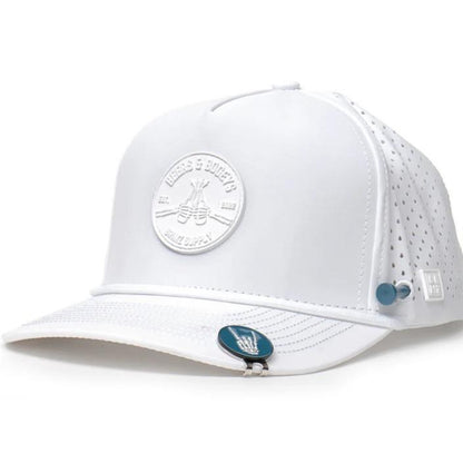 Beers & Bogeys Performance Golf Cap – Ultra-Breathable, Waterproof, and Sweat-Resistant Golf Hat for Maximum Comfort and Style, Includes Magnetic Tee Holder and 70Mm & 83Mm Ball Markers – Classic White Edition for Golfers.