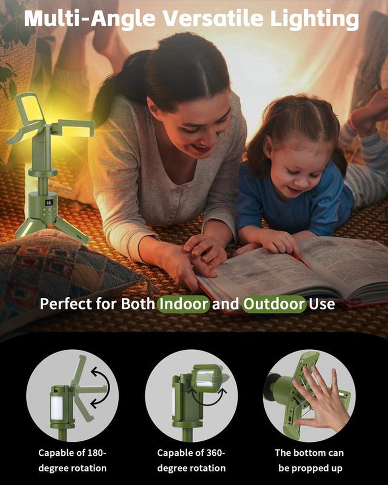 Gsueot Rechargeable Camping Light, 14000Mah Telescopic LED Lantern, 6000LM, Waterproof, Foldable, Dimmable, for Camping, Emergency, Hiking Gear，Travel Accessory Car Repair & More