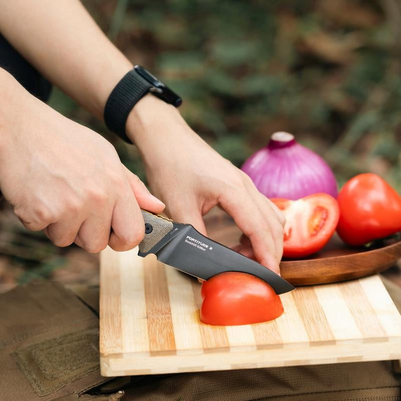 OKNIFE Fortitude 2 Full Tang Chef Knife with Leather Belt Sheath | Micarta Handle | Camping