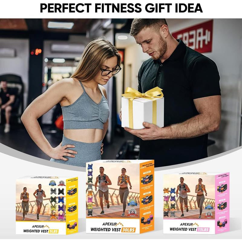 APEXUP Weighted Vest with 5Lbs/10Lbs/15Lbs/20Lbs/25Lbs/30Lbs Weights and Reflective Stripe, Weight Vest Men Women for Workout, Strength Training, Running