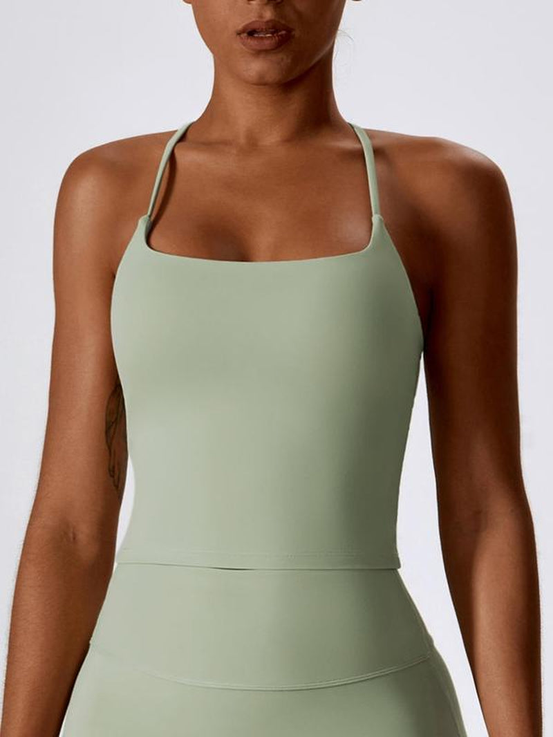 Women'S Solid Criss Cross Sports Bra, Casual Comfortable Breathable Sports Vest for Yoga Gym Workout Running, Activewear, Ladies Sportswear for All Seasons, Womenswear