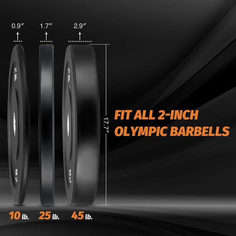 【Springtok】Zelus Weight Plate Set, Twin 2" Bumper Plates, Olympic Weight Set with Rubber Barbell Dumbbell Plates Stainless Steel Inserts for Pro or Home Gyms