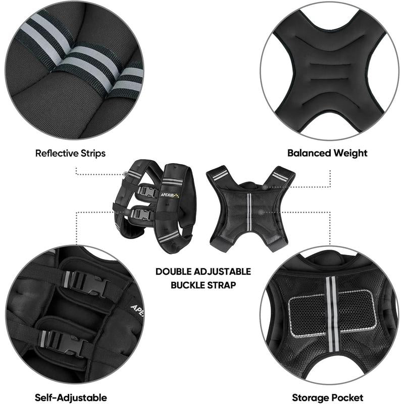 APEXUP Weighted Vest with 5Lbs/10Lbs/15Lbs/20Lbs/25Lbs/30Lbs Weights and Reflective Stripe, Weight Vest Men Women for Workout, Strength Training, Running