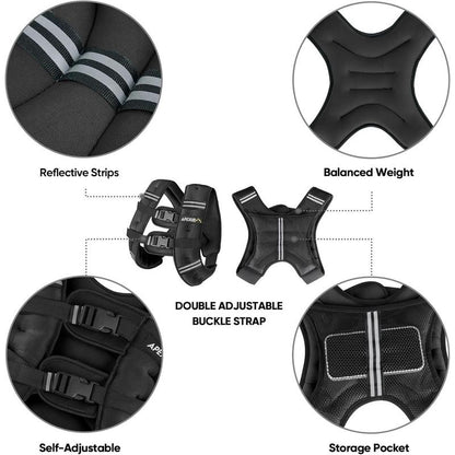 APEXUP Weighted Vest with 5Lbs/10Lbs/15Lbs/20Lbs/25Lbs/30Lbs Weights and Reflective Stripe, Weight Vest Men Women for Workout, Strength Training, Running