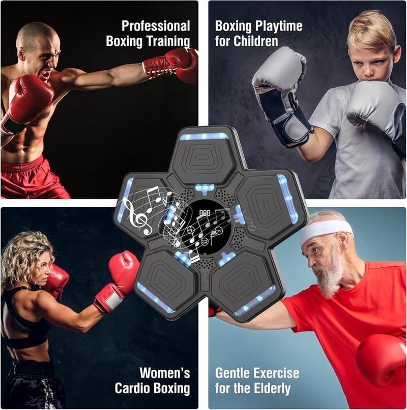2025 Music Boxing Machine for Adults and Kids, Smart Bluetooth Boxing Machine with Boxing Gloves Wall Mounted, Music Boxing Target Workout Punching Equipment for Home(Upgrade) Electronic Focus Agility Training Equipment with Glove, Exercise Equipment