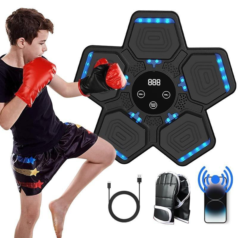 2025 Music Boxing Machine for Adults and Kids, Smart Bluetooth Boxing Machine with Boxing Gloves Wall Mounted, Music Boxing Target Workout Punching Equipment for Home(Upgrade) Electronic Focus Agility Training Equipment with Glove, Exercise Equipment