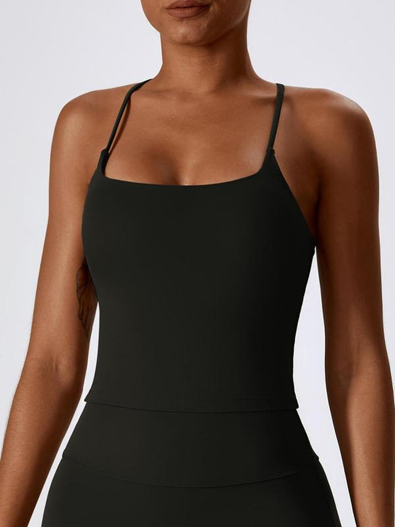 Women'S Solid Criss Cross Sports Bra, Casual Comfortable Breathable Sports Vest for Yoga Gym Workout Running, Activewear, Ladies Sportswear for All Seasons, Womenswear