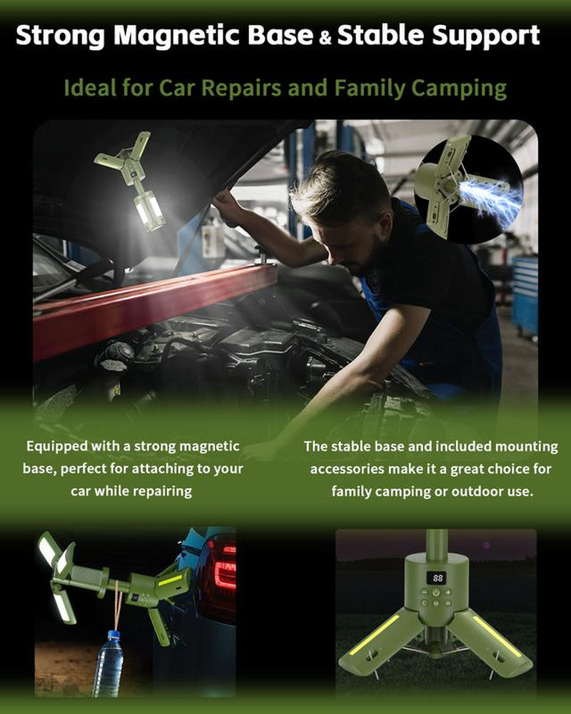 Gsueot Rechargeable Camping Light, 14000Mah Telescopic LED Lantern, 6000LM, Waterproof, Foldable, Dimmable, for Camping, Emergency, Hiking Gear，Travel Accessory Car Repair & More