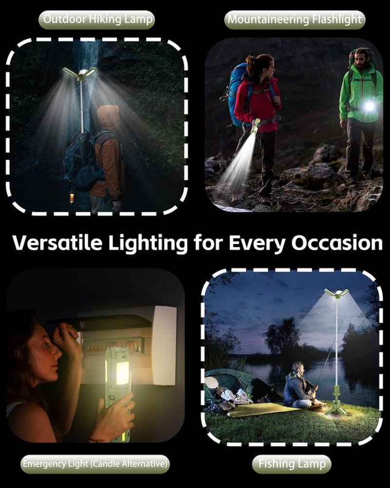 Gsueot Rechargeable Camping Light, 14000Mah Telescopic LED Lantern, 6000LM, Waterproof, Foldable, Dimmable, for Camping, Emergency, Hiking Gear，Travel Accessory Car Repair & More