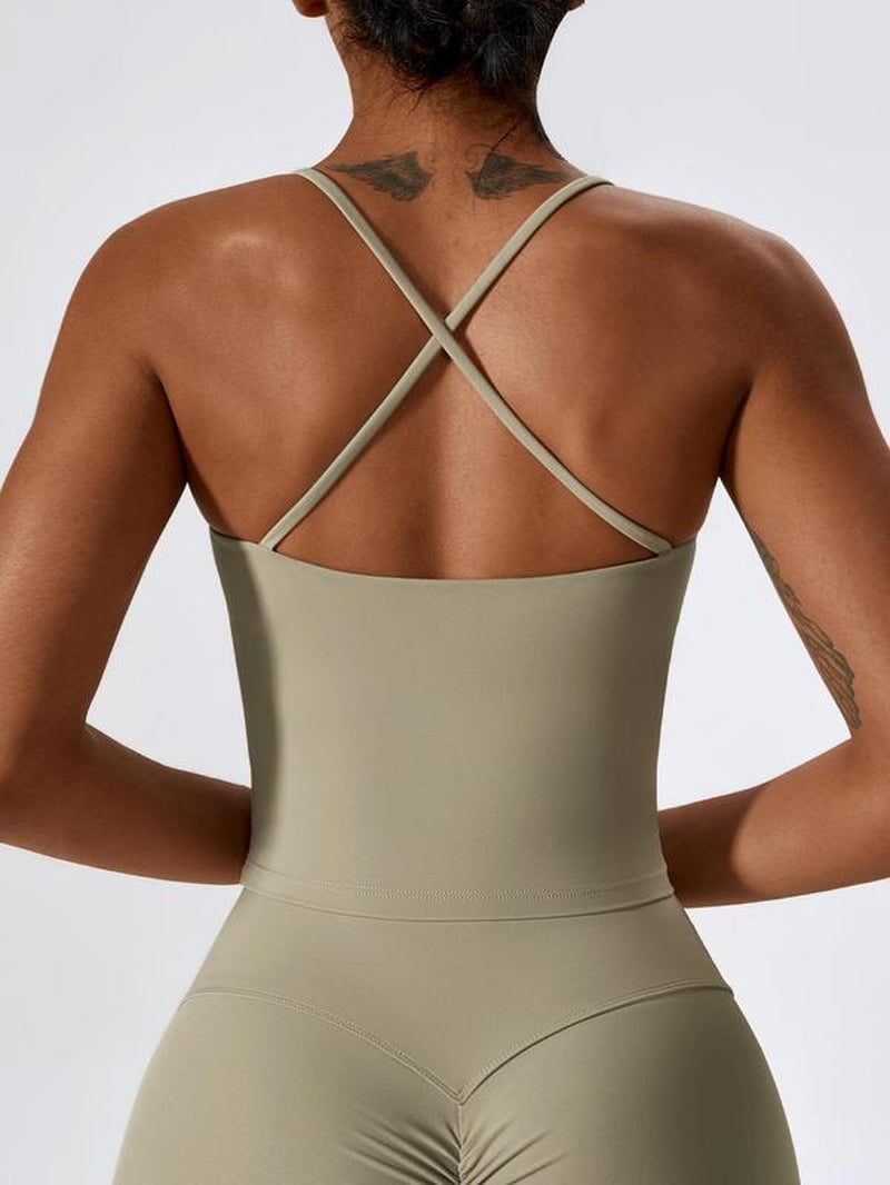 Women'S Solid Criss Cross Sports Bra, Casual Comfortable Breathable Sports Vest for Yoga Gym Workout Running, Activewear, Ladies Sportswear for All Seasons, Womenswear