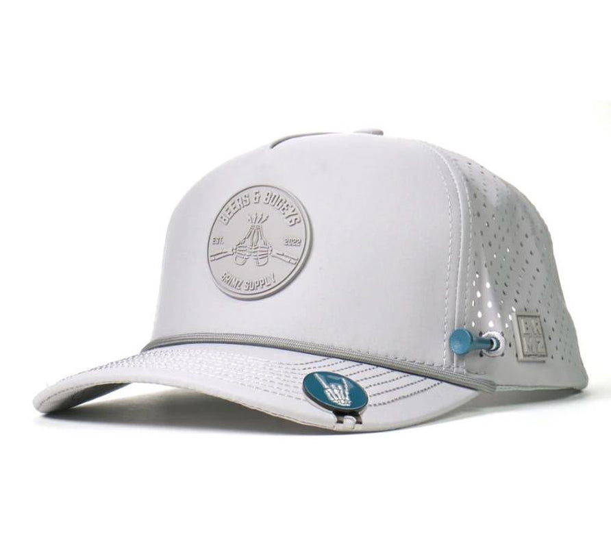 Beers & Bogeys Performance Golf Cap – Ultra-Breathable, Waterproof, and Sweat-Resistant Golf Hat for Maximum Comfort and Style, Includes Magnetic Tee Holder and 70Mm & 83Mm Ball Markers – Classic White Edition for Golfers.