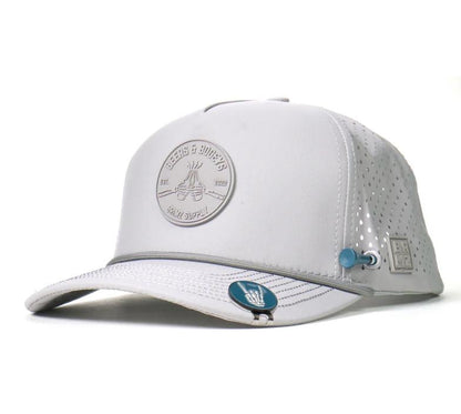 Beers & Bogeys Performance Golf Cap – Ultra-Breathable, Waterproof, and Sweat-Resistant Golf Hat for Maximum Comfort and Style, Includes Magnetic Tee Holder and 70Mm & 83Mm Ball Markers – Classic White Edition for Golfers.