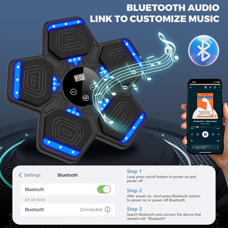 2025 Music Boxing Machine for Adults and Kids, Smart Bluetooth Boxing Machine with Boxing Gloves Wall Mounted, Music Boxing Target Workout Punching Equipment for Home(Upgrade) Electronic Focus Agility Training Equipment with Glove, Exercise Equipment