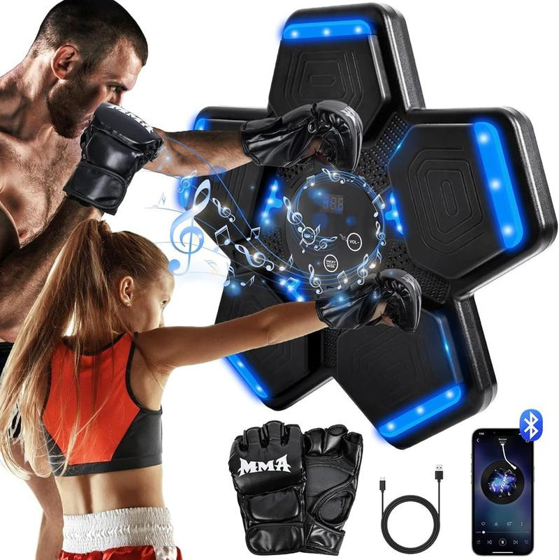 2025 Music Boxing Machine for Adults and Kids, Smart Bluetooth Boxing Machine with Boxing Gloves Wall Mounted, Music Boxing Target Workout Punching Equipment for Home(Upgrade) Electronic Focus Agility Training Equipment with Glove, Exercise Equipment