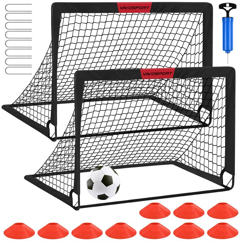 Kids Soccer Goals for Backyard Set - 2 of 4' X 3' Portable Soccer Goal Training Equipment, Pop up Toddler Soccer Net with Soccer Sports Ball, Soccer Set for Kids and Youth Games, Sports Soccer Accessories