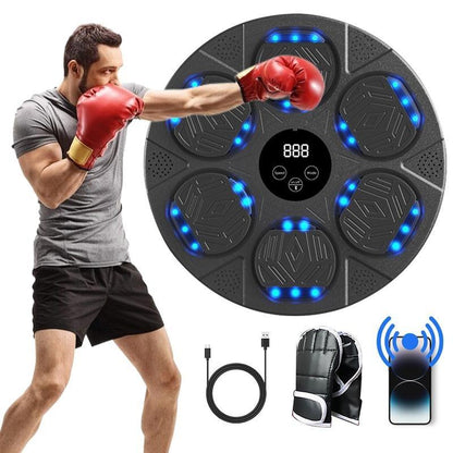 2025 Music Boxing Machine for Adults and Kids, Smart Bluetooth Boxing Machine with Boxing Gloves Wall Mounted, Music Boxing Target Workout Punching Equipment for Home(Upgrade) Electronic Focus Agility Training Equipment with Glove, Exercise Equipment