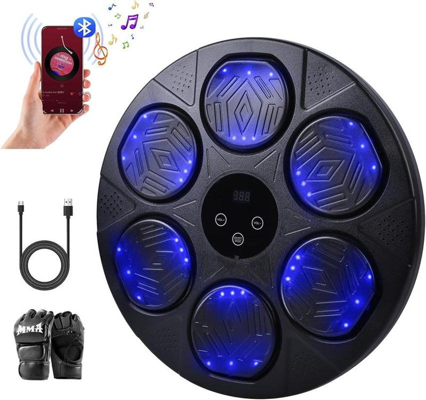 2025 Music Boxing Machine for Adults and Kids, Smart Bluetooth Boxing Machine with Boxing Gloves Wall Mounted, Music Boxing Target Workout Punching Equipment for Home(Upgrade) Electronic Focus Agility Training Equipment with Glove, Exercise Equipment