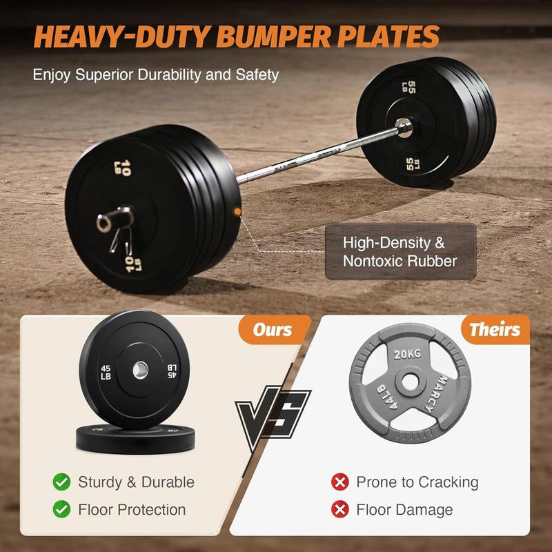 【Springtok】Zelus Weight Plate Set, Twin 2" Bumper Plates, Olympic Weight Set with Rubber Barbell Dumbbell Plates Stainless Steel Inserts for Pro or Home Gyms
