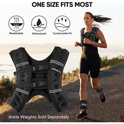 APEXUP Weighted Vest with 5Lbs/10Lbs/15Lbs/20Lbs/25Lbs/30Lbs Weights and Reflective Stripe, Weight Vest Men Women for Workout, Strength Training, Running